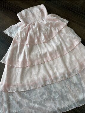 Girls Light Pink Tiered Ruffle Dress
